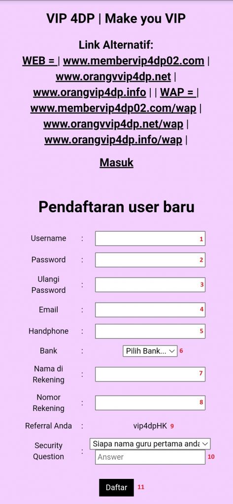 Panduan Pendaftaran Di Bandar VIP 4DP GROUP